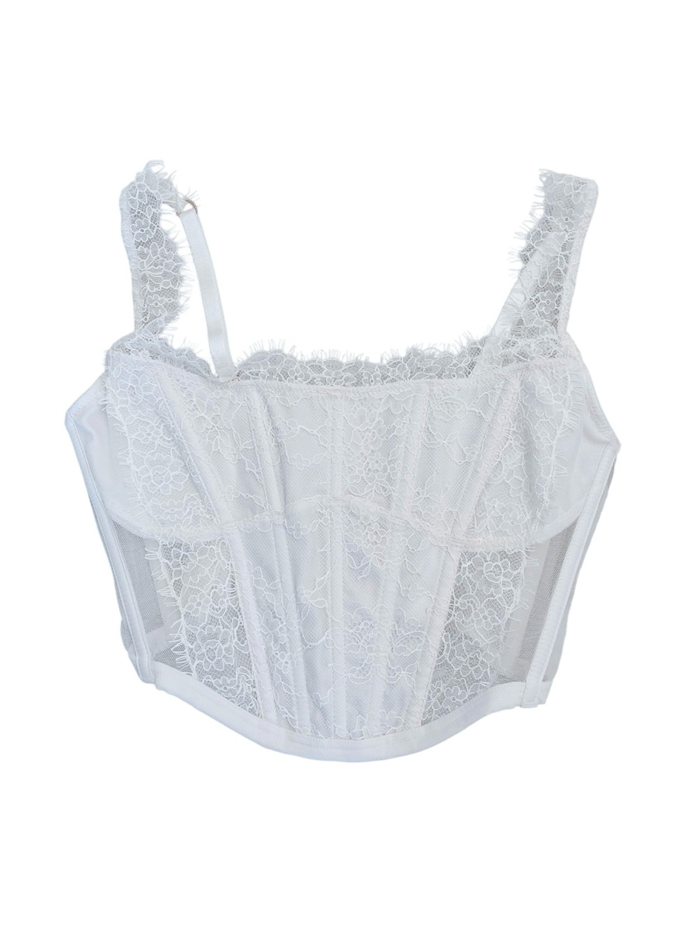 New Victoria's Secret Dream Angels White Lace Embroidered Corset Bralette Top - Picture 2 of 4